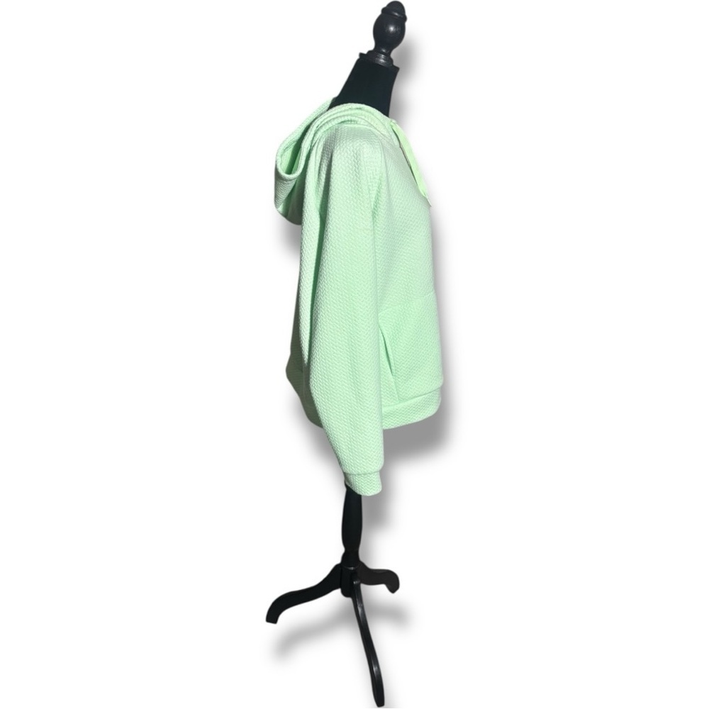 Lively Mint Green Quilted Long Sleeve Lightweight Front Pocket Hooded Sweatshirt - Picture 3 of 15